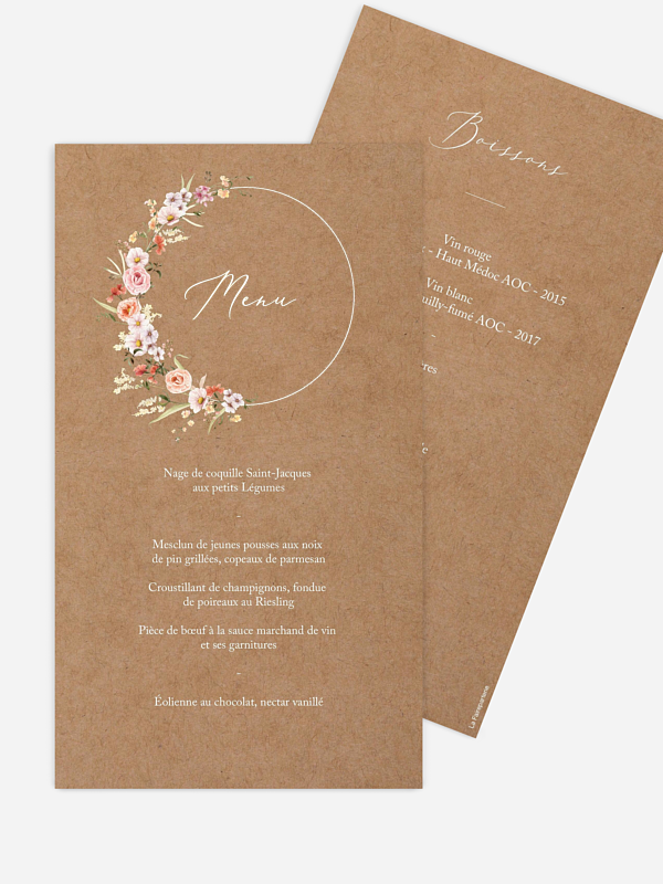 Menu mariage Arche de fleurs