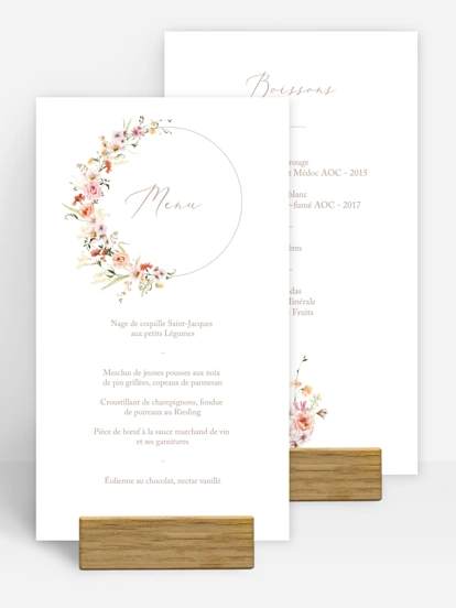 Menu mariage Arche de fleurs