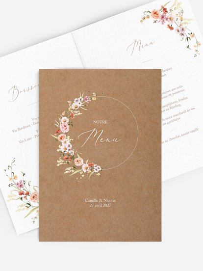 Menu mariage Arche de fleurs