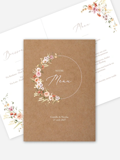 Menu mariage Arche de fleurs