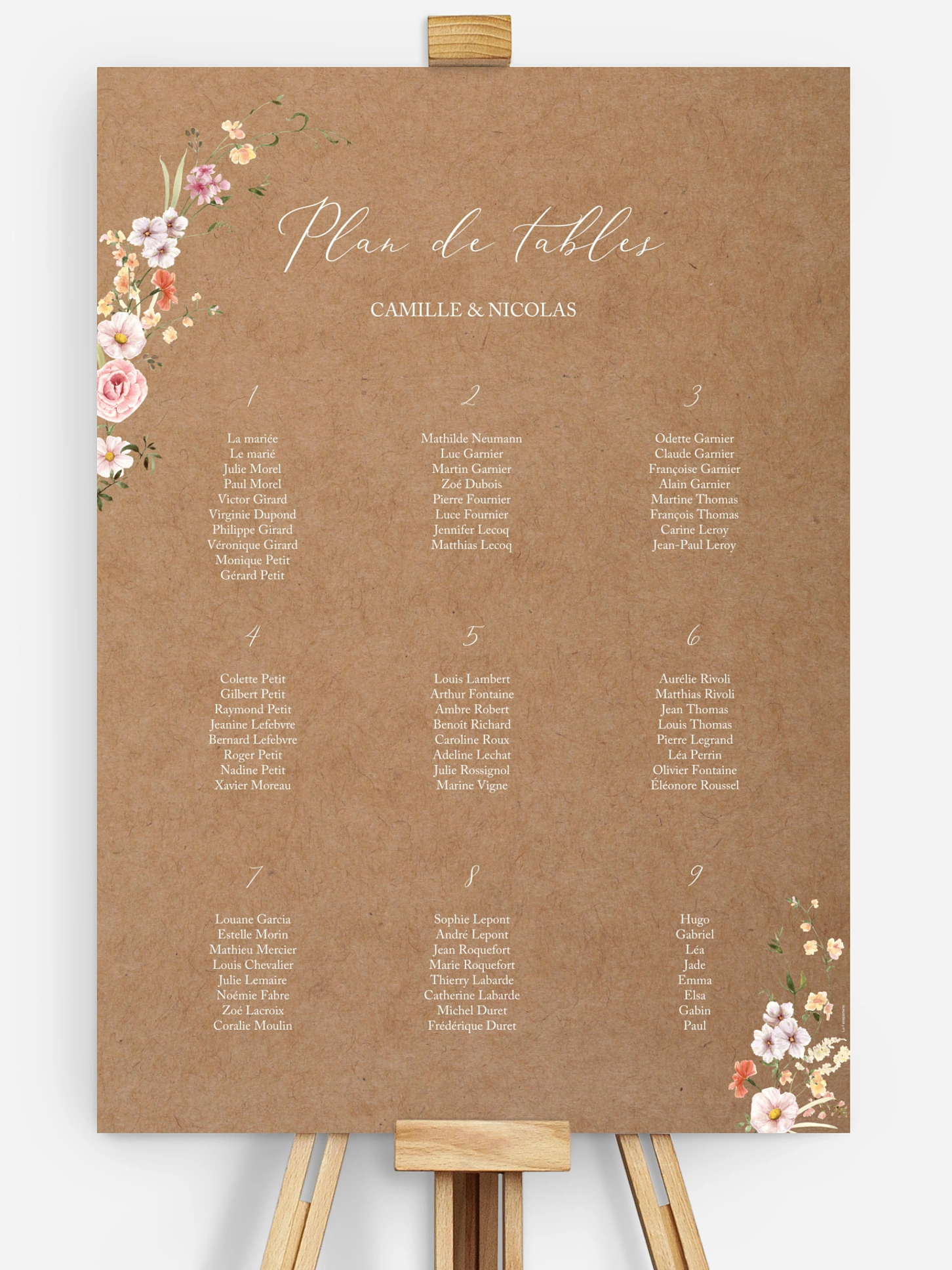 Poster plan de table mariage Arche de fleurs