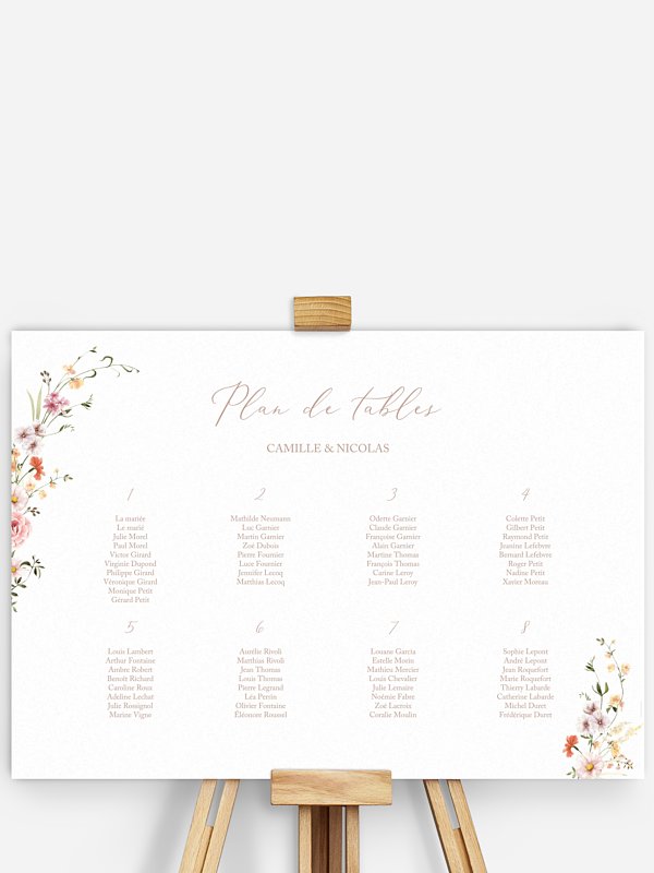 Poster plan de table mariage Arche de fleurs