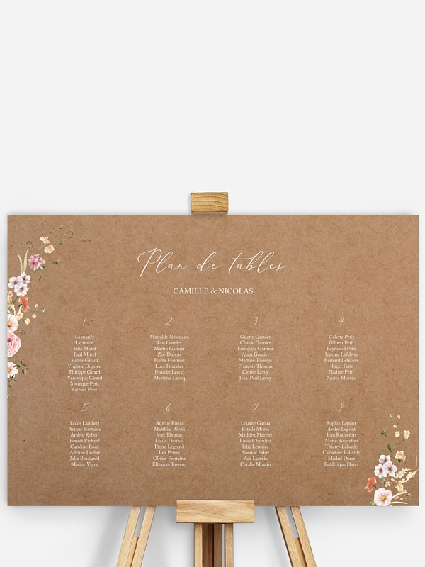 Poster plan de table mariage Arche de fleurs