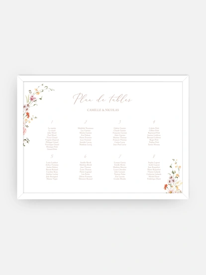 Poster plan de table mariage Arche de fleurs