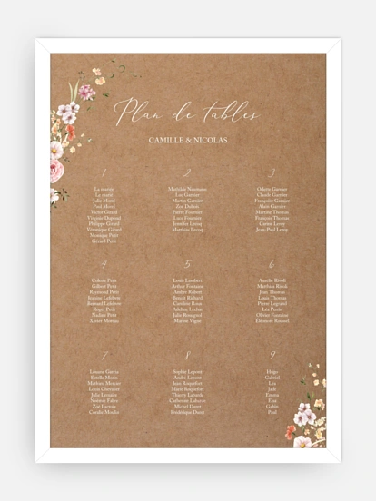 Poster plan de table mariage Arche de fleurs