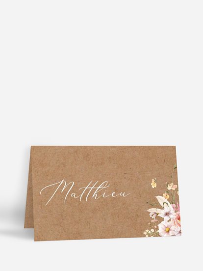 Marque-place mariage Arche de fleurs