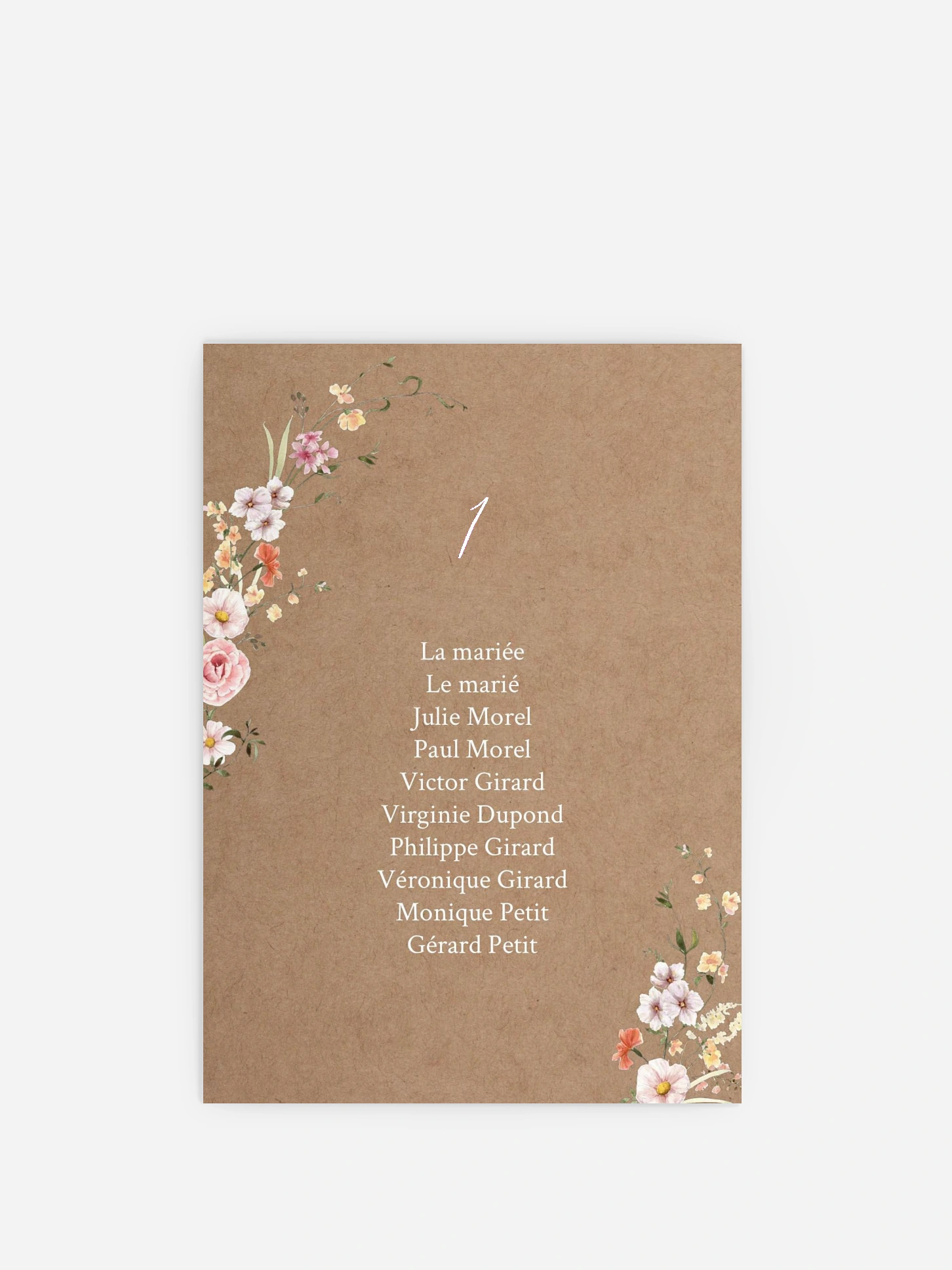 Cartons plan de table mariage Arche de fleurs