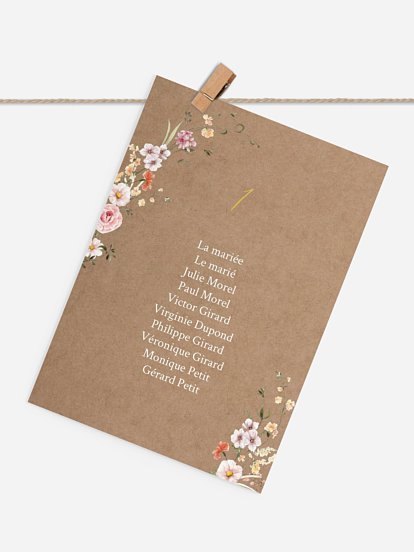 Cartons plan de table mariage Arche de fleurs