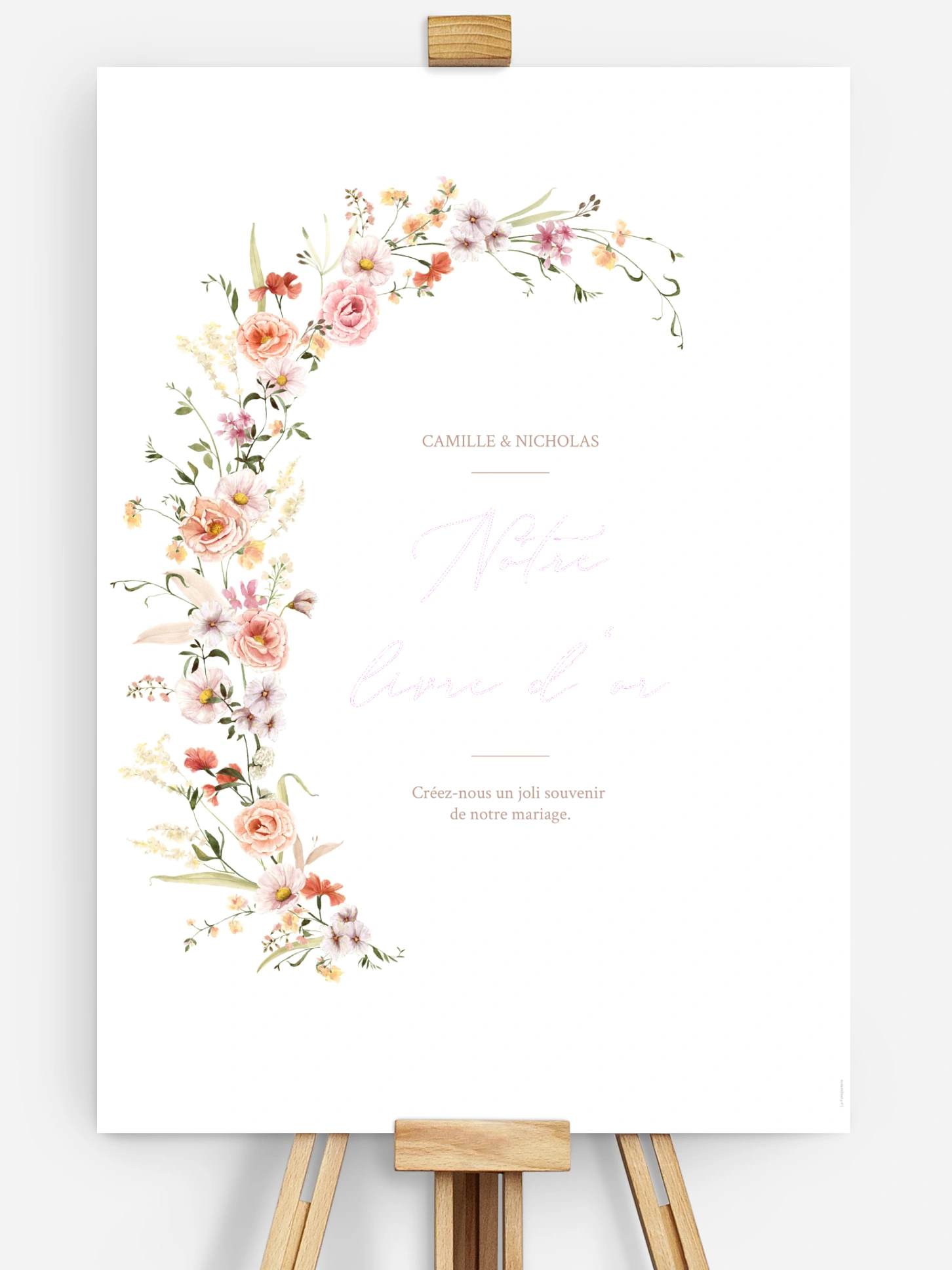 Affiche livre d'or mariage Arche de fleurs