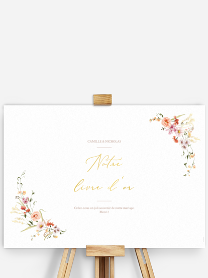Affiche livre d'or mariage Arche de fleurs
