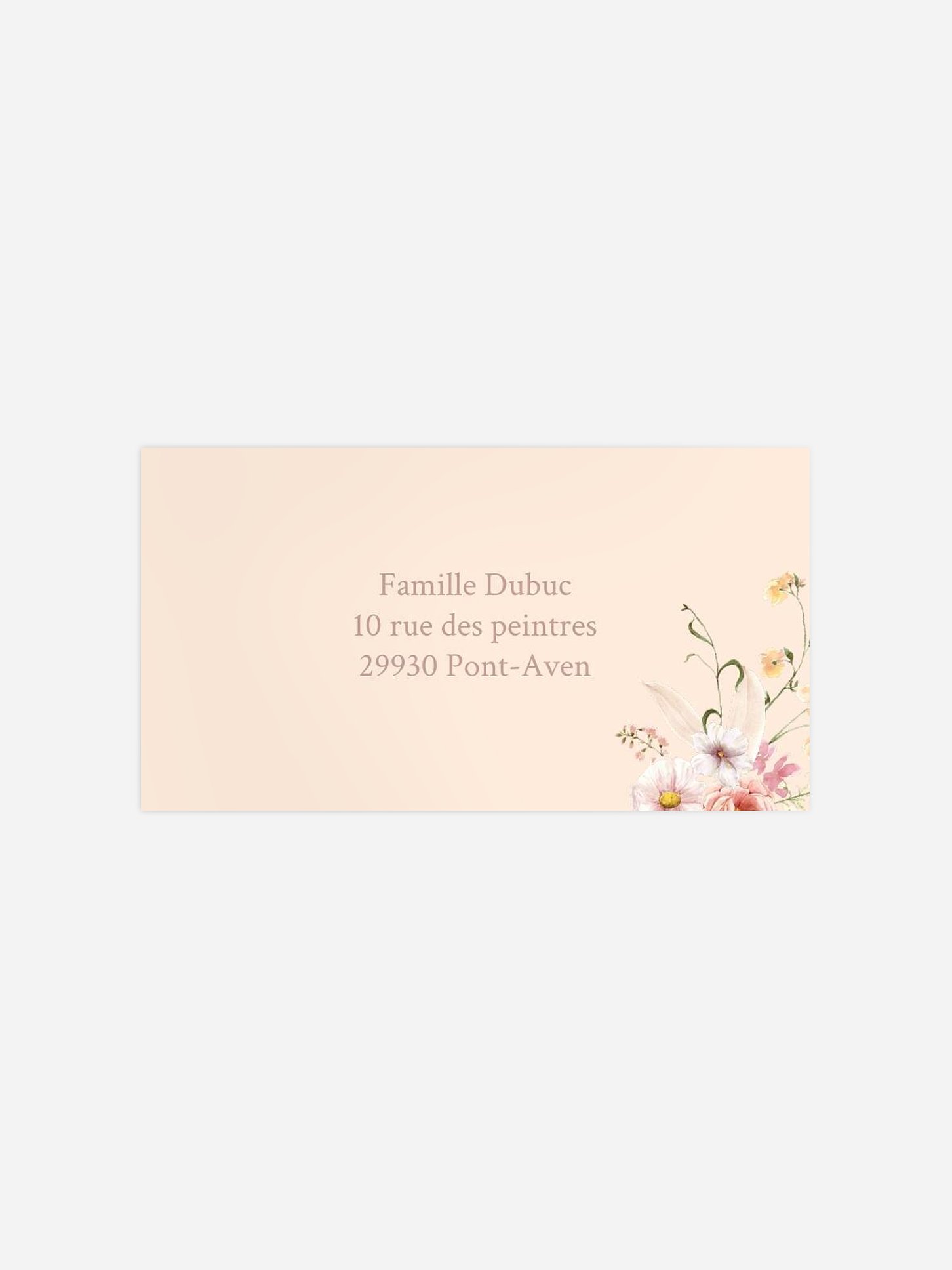 Étiquette destinataire mariage Arche de fleurs