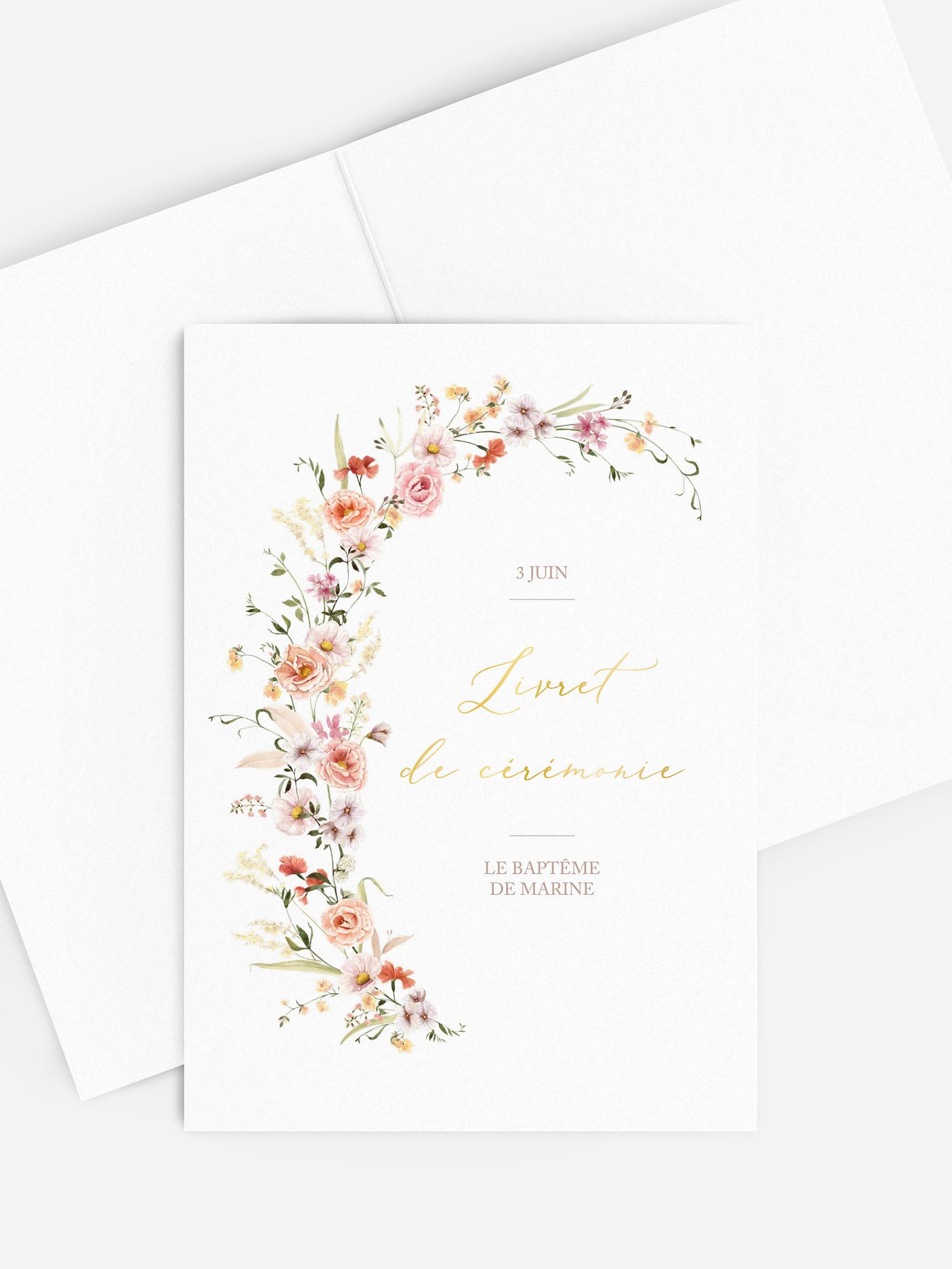 Livret de messe baptême Arche de fleurs