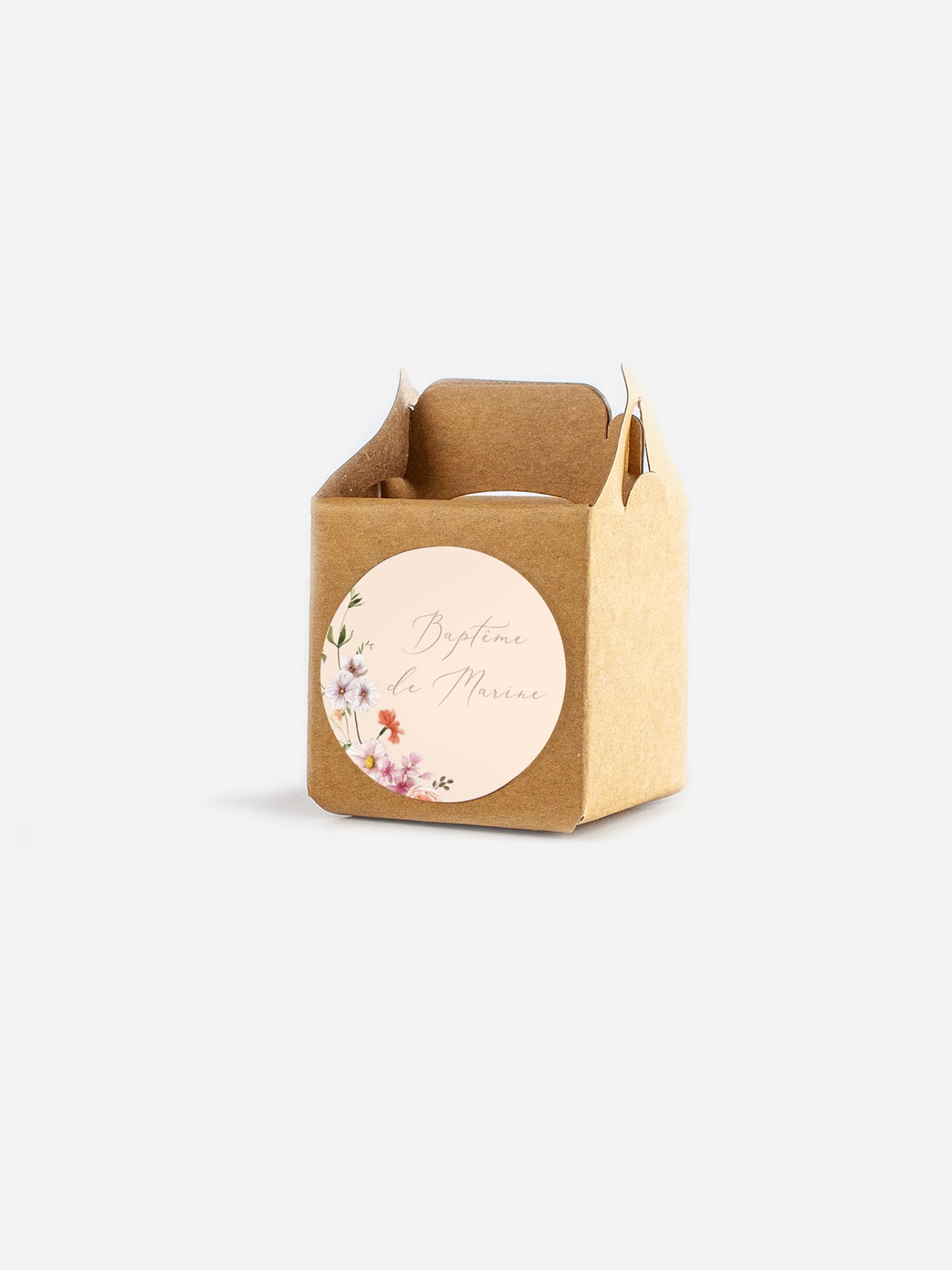 Étiquette cadeau baptême Arche de fleurs
