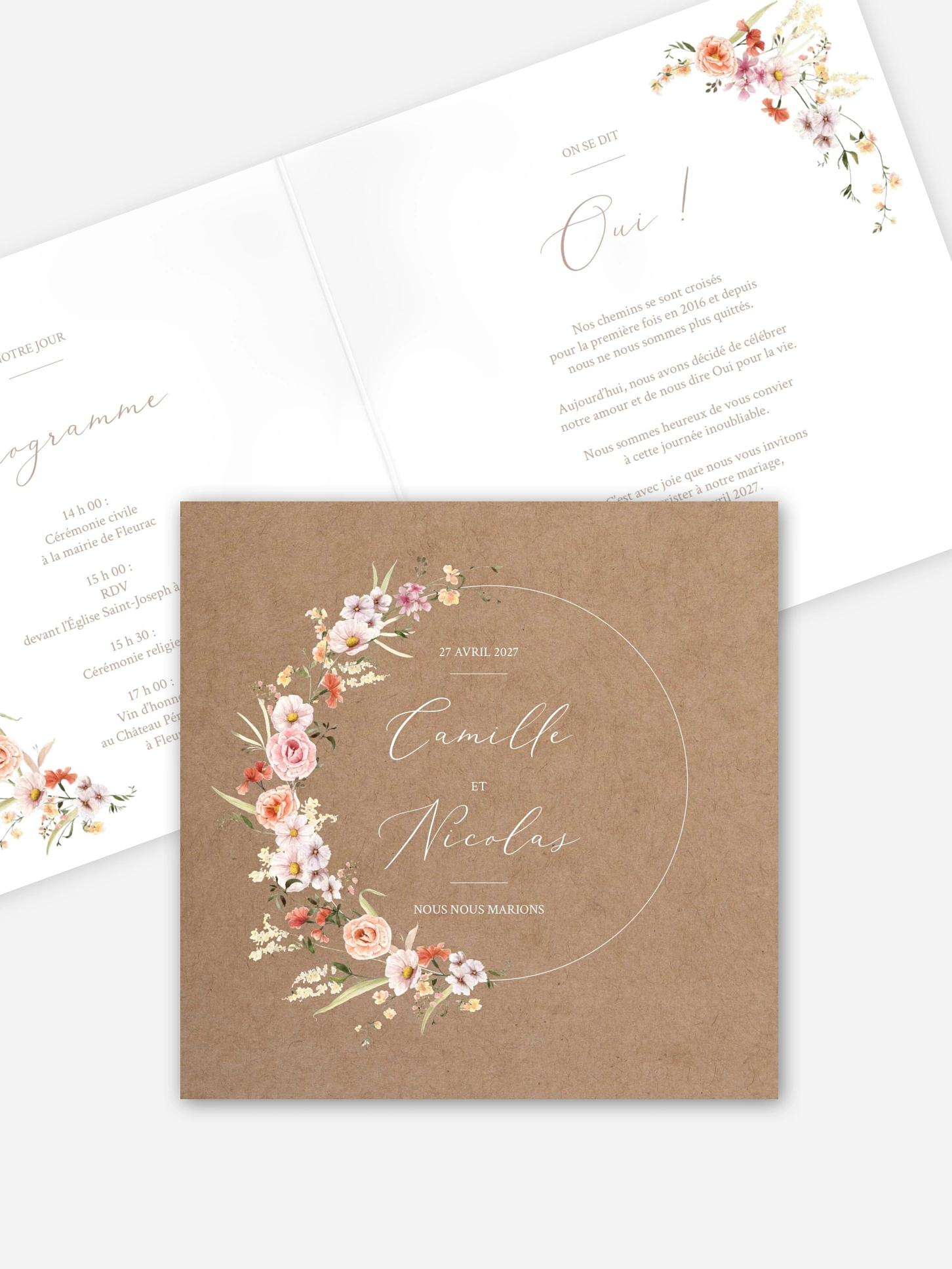 Faire-part de mariage Arche de fleurs