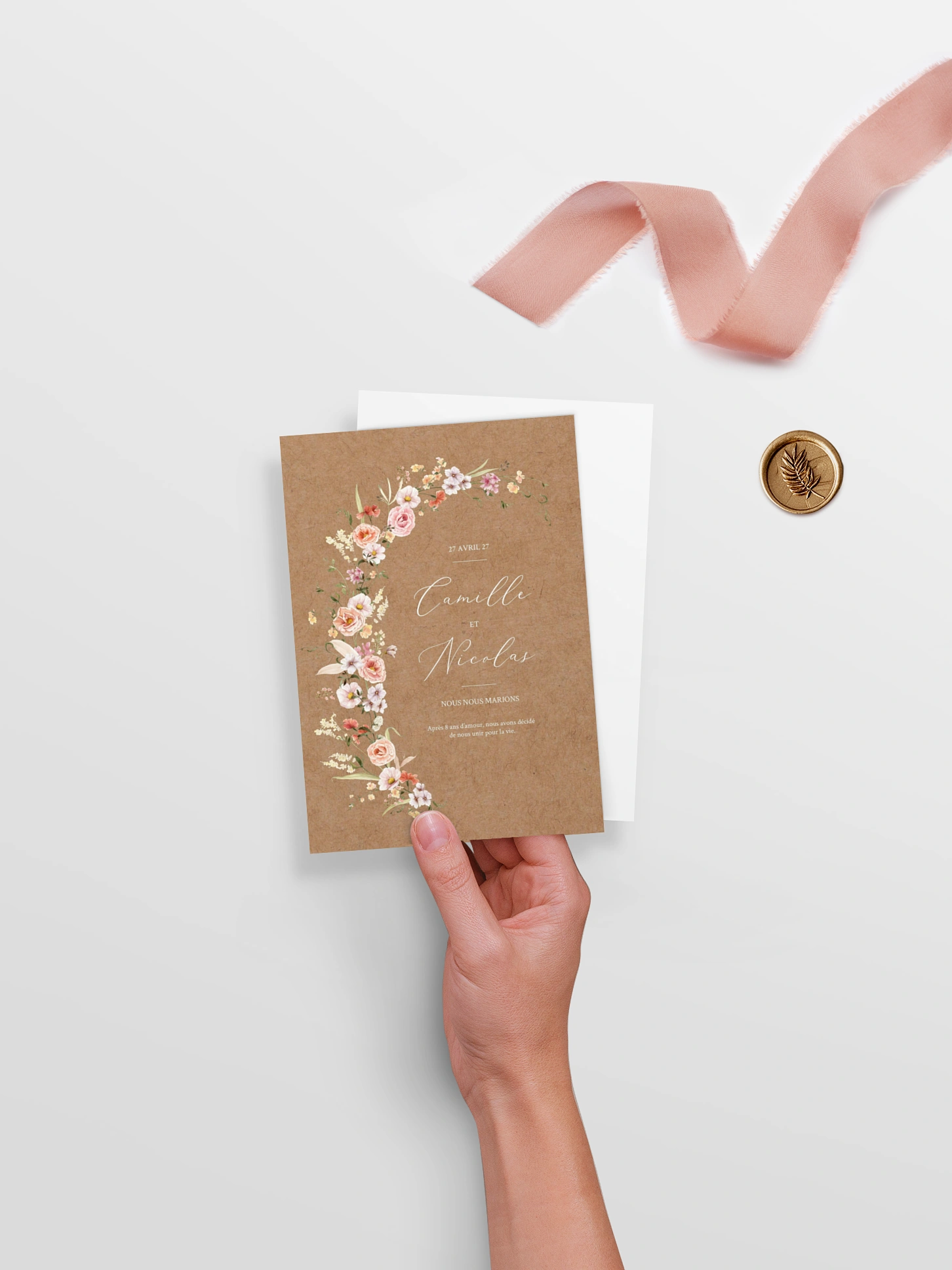 Faire-part de mariage Arche de fleurs