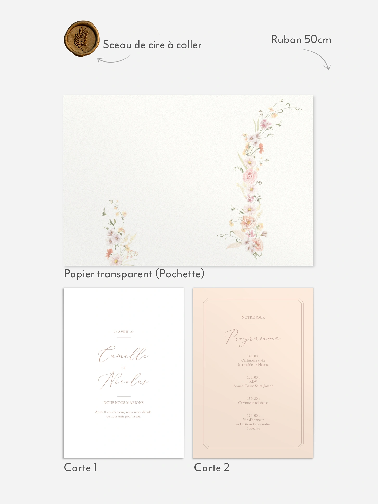 Faire-part de mariage Arche de fleurs