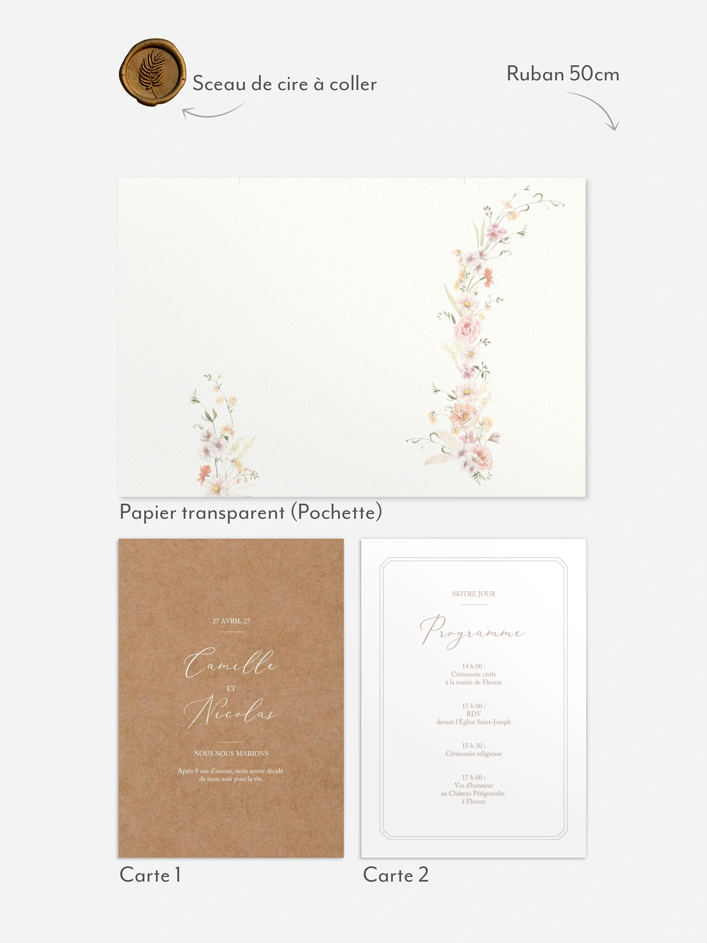 Faire-part de mariage Arche de fleurs