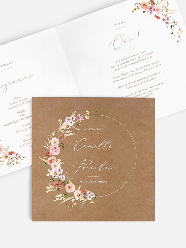 Faire-part de mariage Arche de fleurs