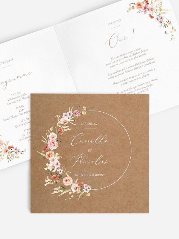 Faire-part de mariage Arche de fleurs