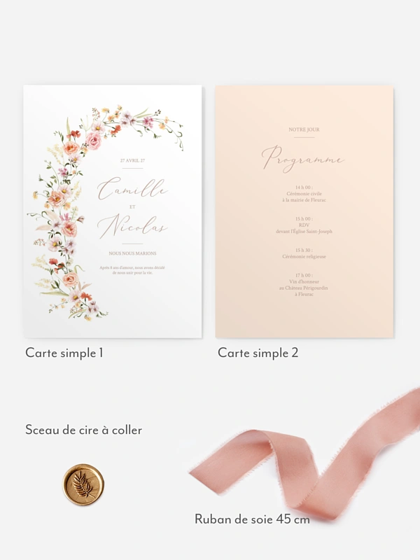 Faire-part de mariage Arche de fleurs
