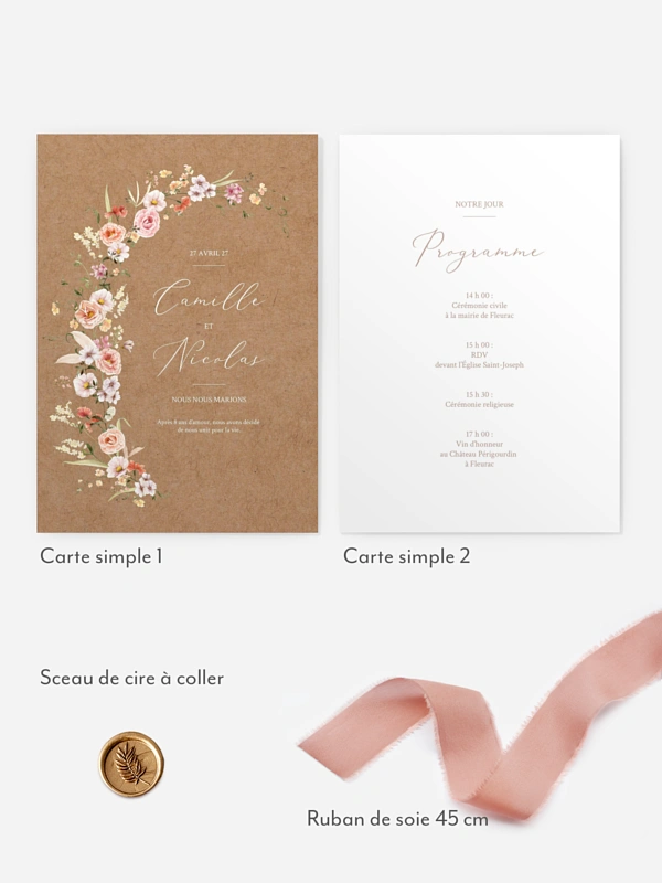 Faire-part de mariage Arche de fleurs