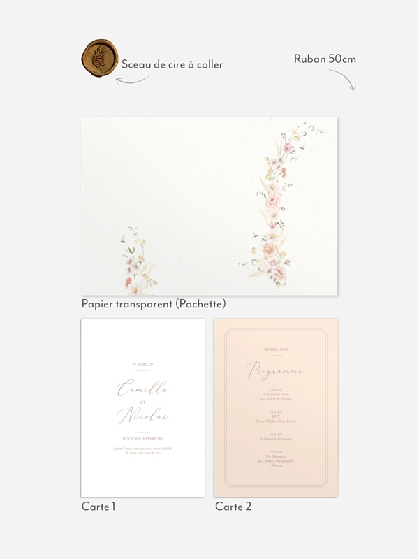 Faire-part de mariage Arche de fleurs