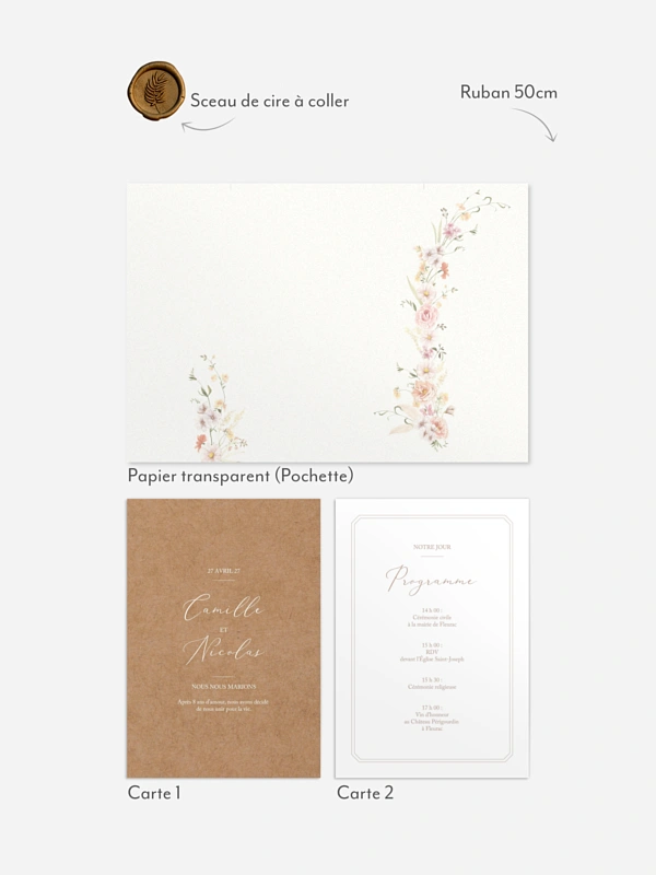 Faire-part de mariage Arche de fleurs
