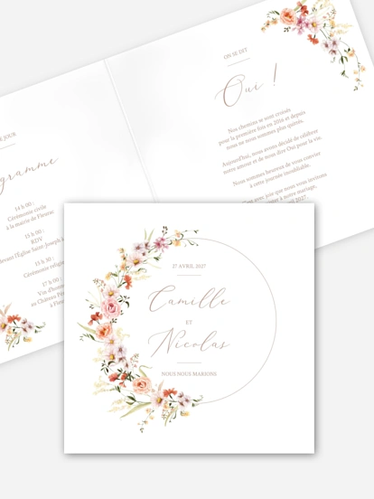 Faire-part de mariage Arche de fleurs