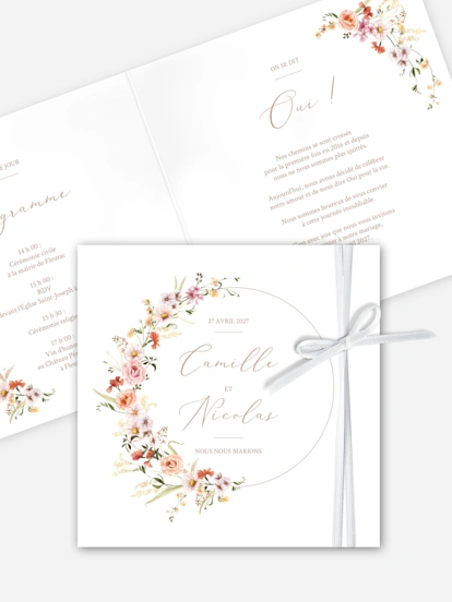 Faire-part de mariage Arche de fleurs