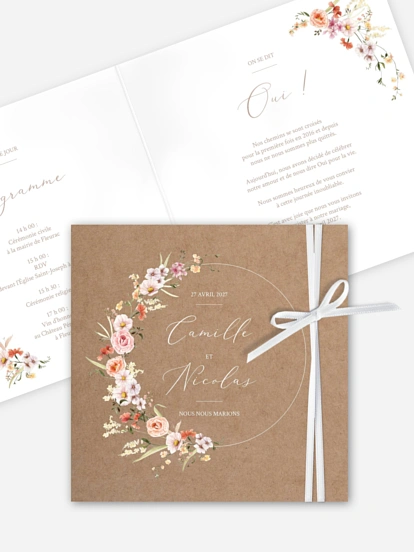 Faire-part de mariage Arche de fleurs