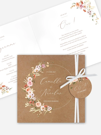 Faire-part de mariage Arche de fleurs