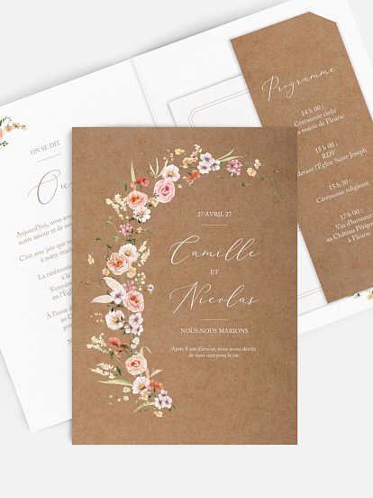 Faire-part de mariage Arche de fleurs