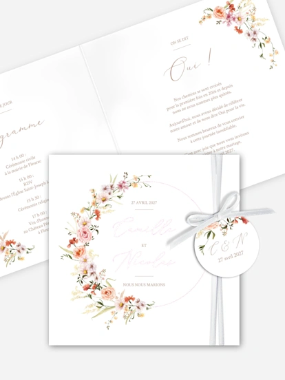 Faire-part de mariage Arche de fleurs