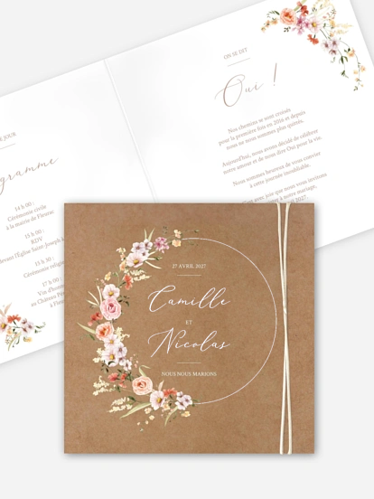 Faire-part de mariage Arche de fleurs