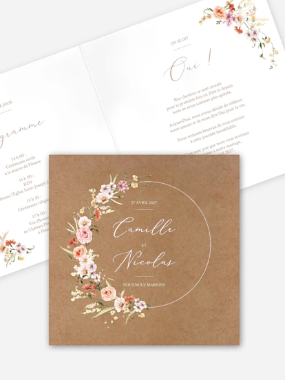 Faire-part de mariage Arche de fleurs