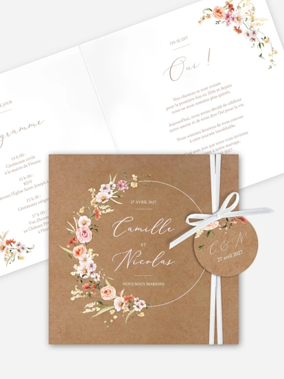 Faire-part de mariage Arche de fleurs