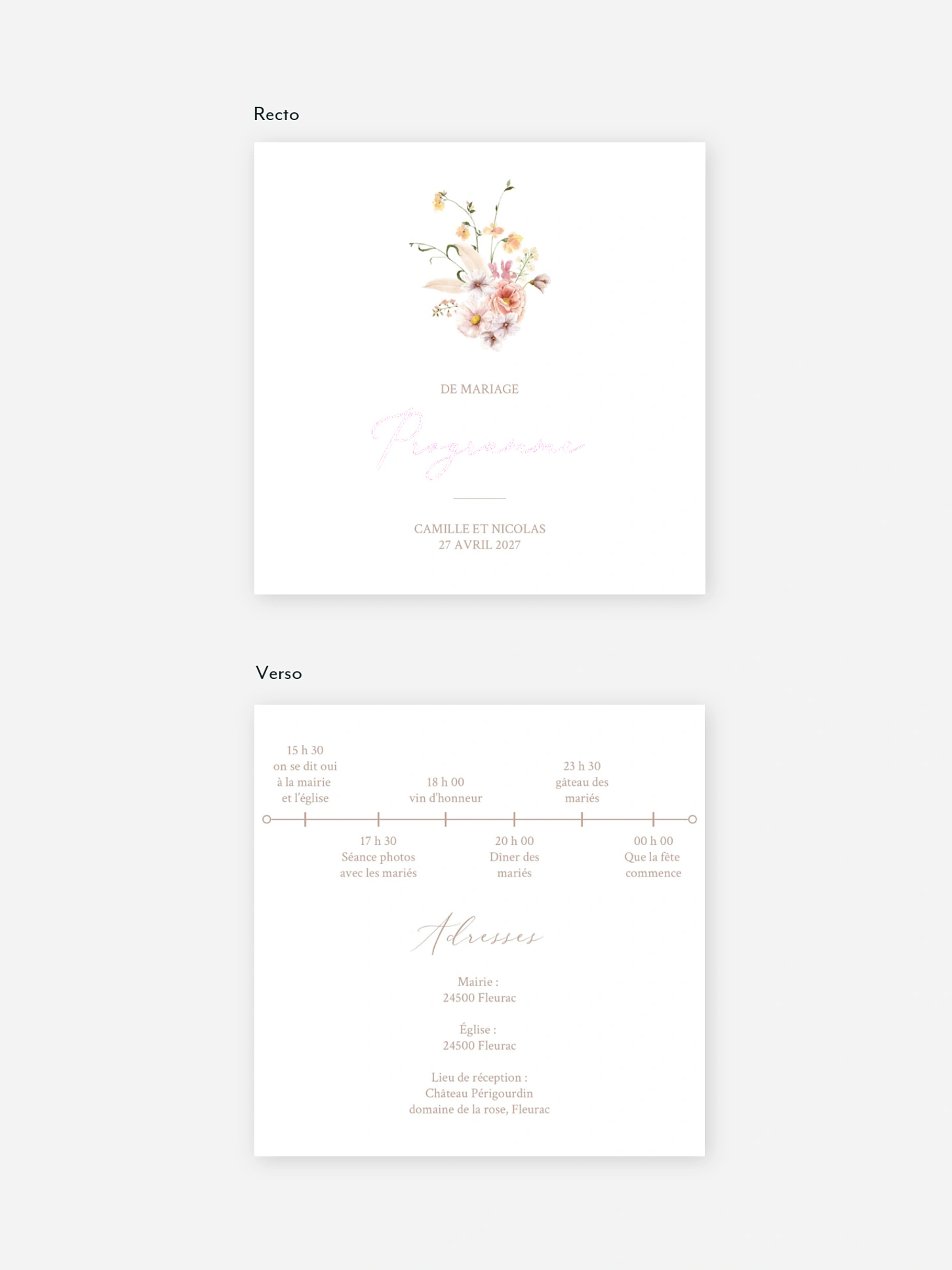 Programme mariage Arche de fleurs