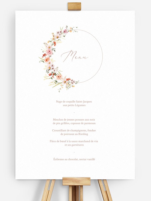 Menu mariage Arche de fleurs