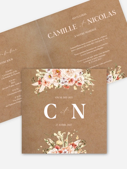 Faire-part de mariage Bouquet tendre