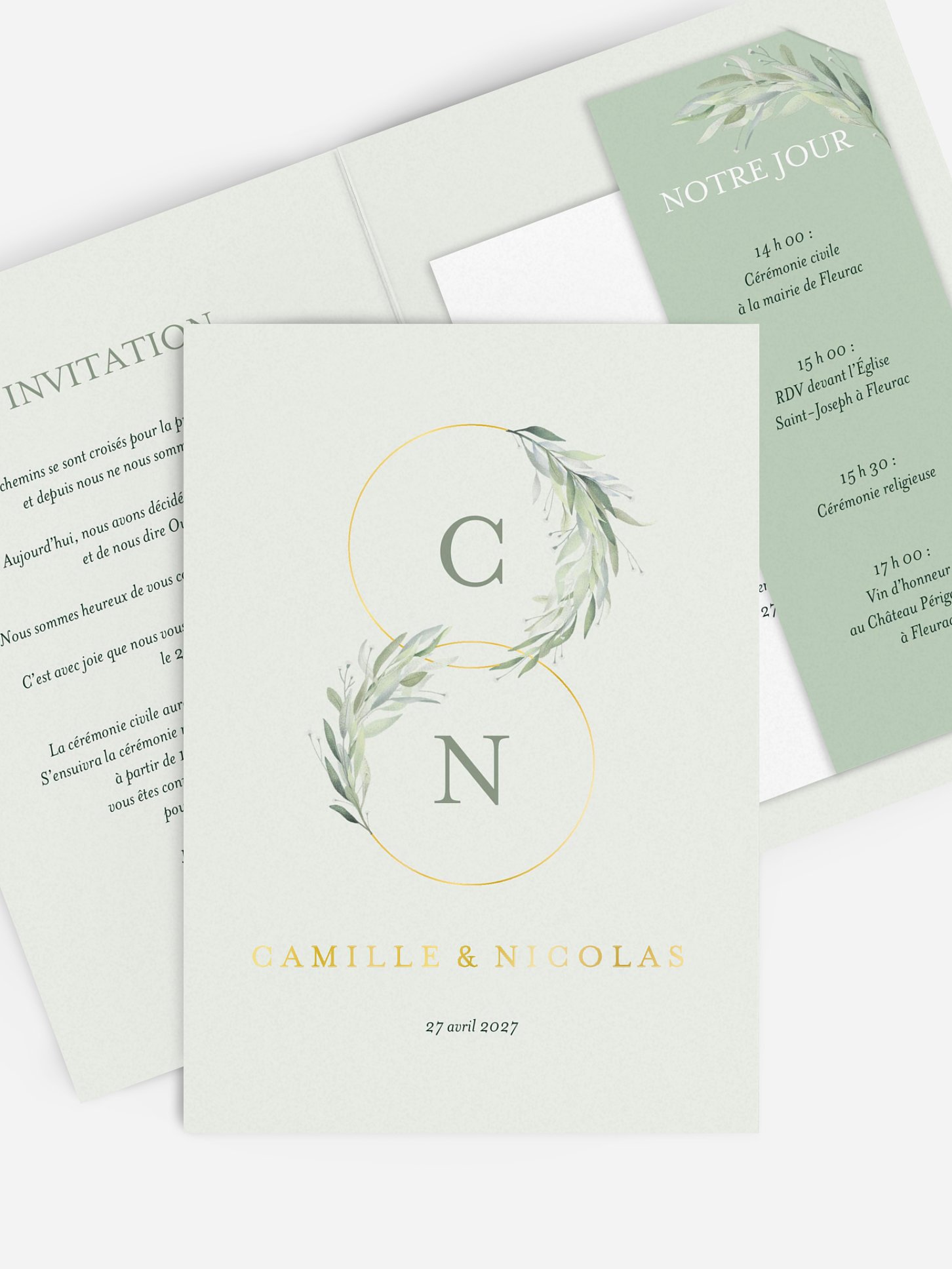 Faire-part de mariage Cercles greenery