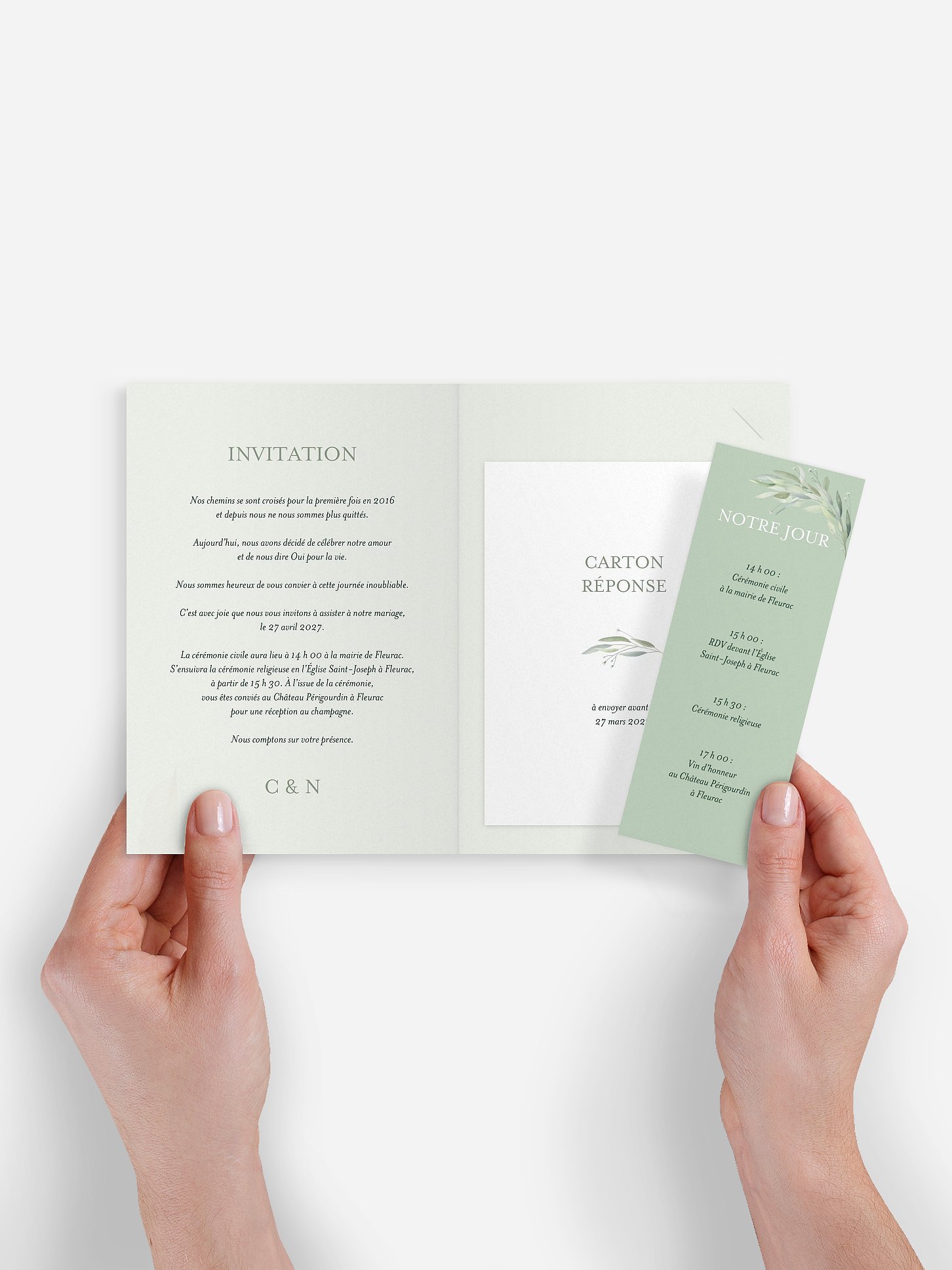 Faire-part de mariage Cercles greenery