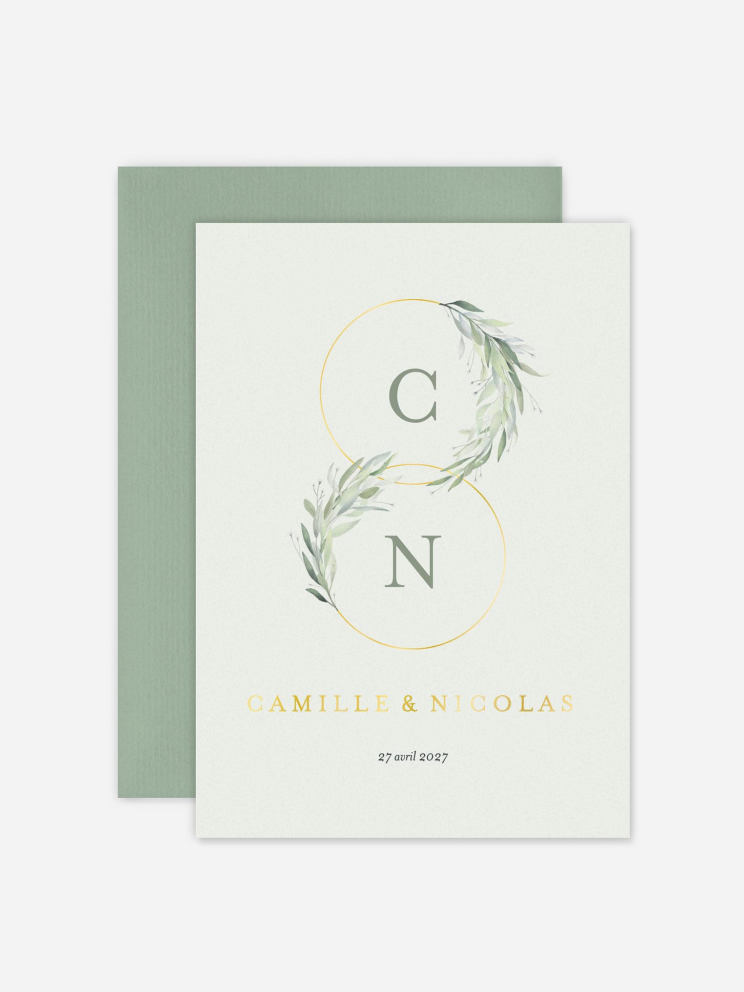 Faire-part de mariage Cercles greenery