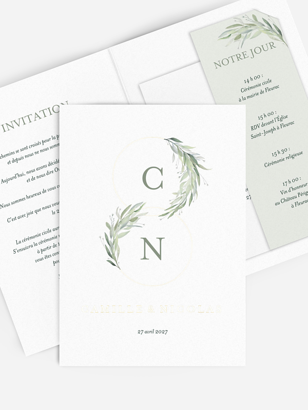 Faire-part de mariage Cercles greenery