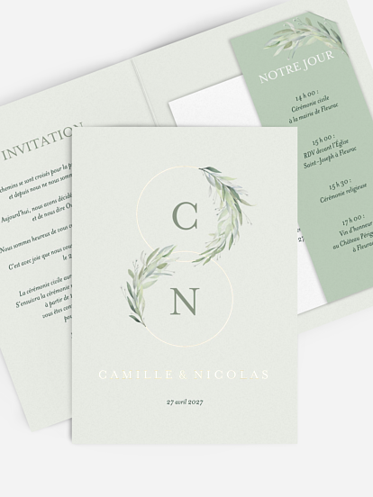 Faire-part de mariage Cercles greenery