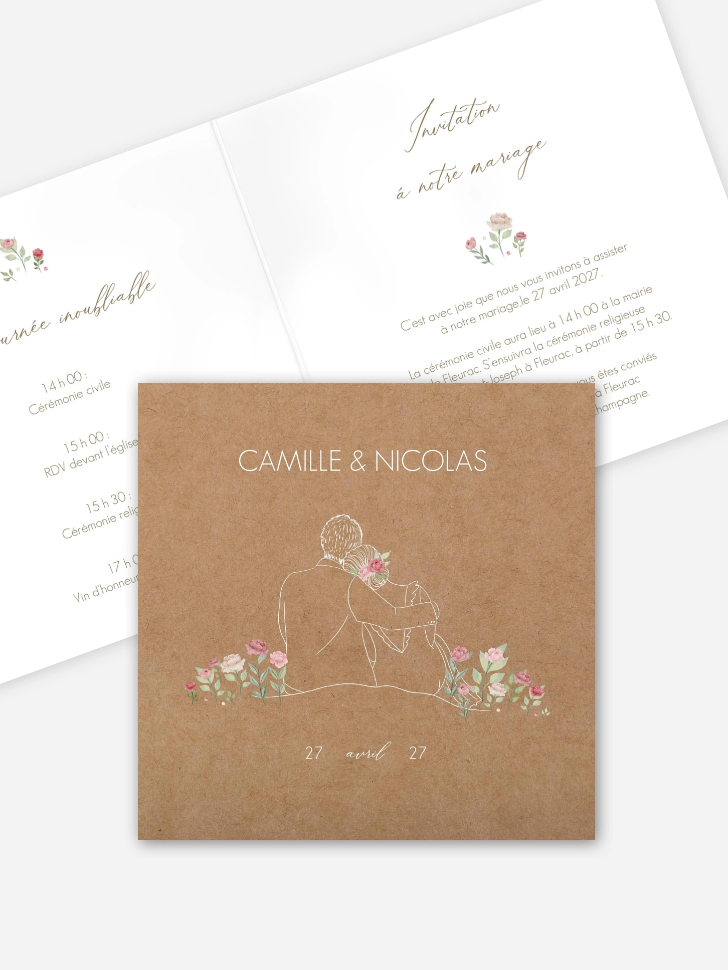 Faire-part de mariage Couple romantique
