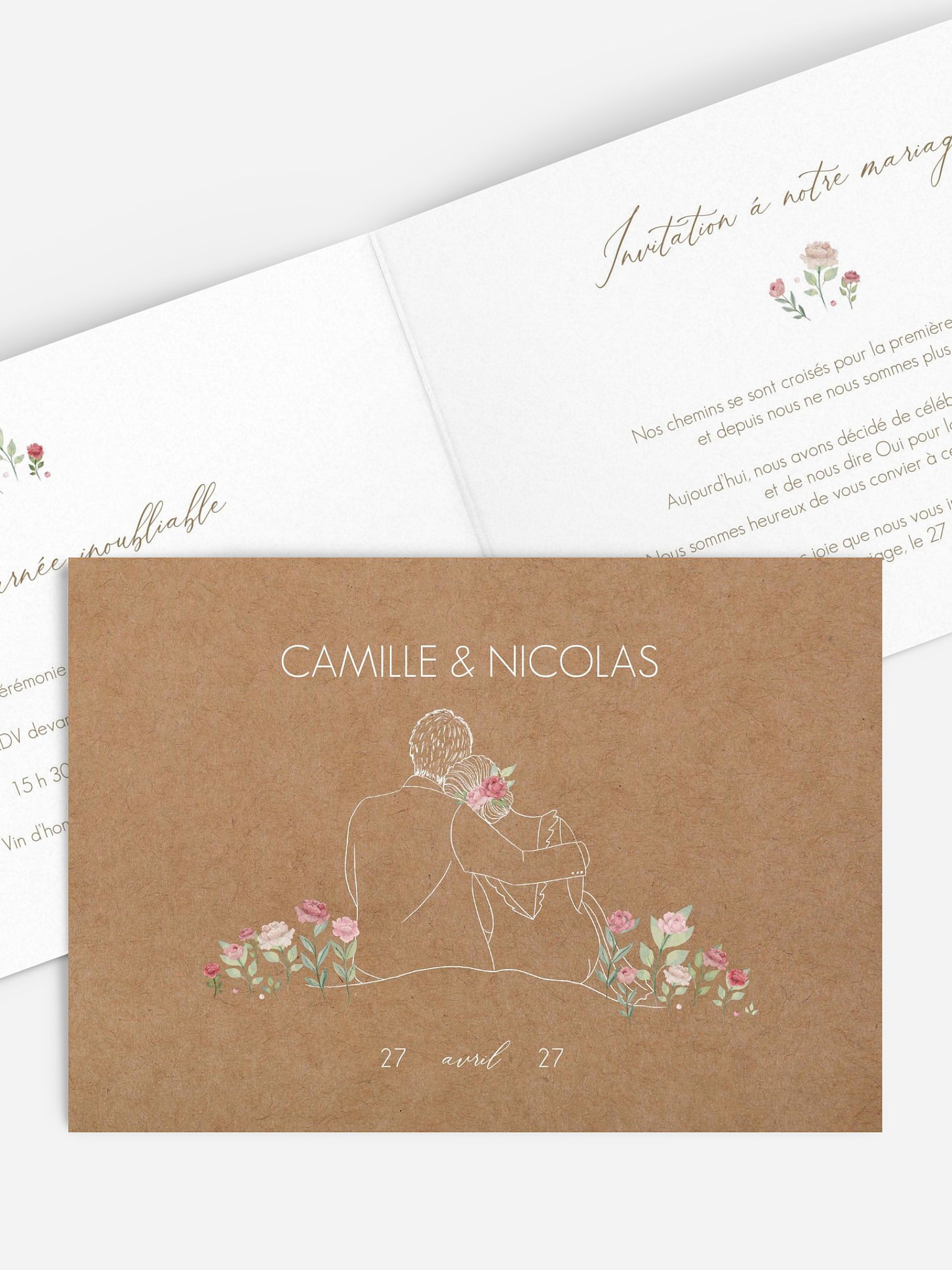 Faire-part de mariage Couple romantique