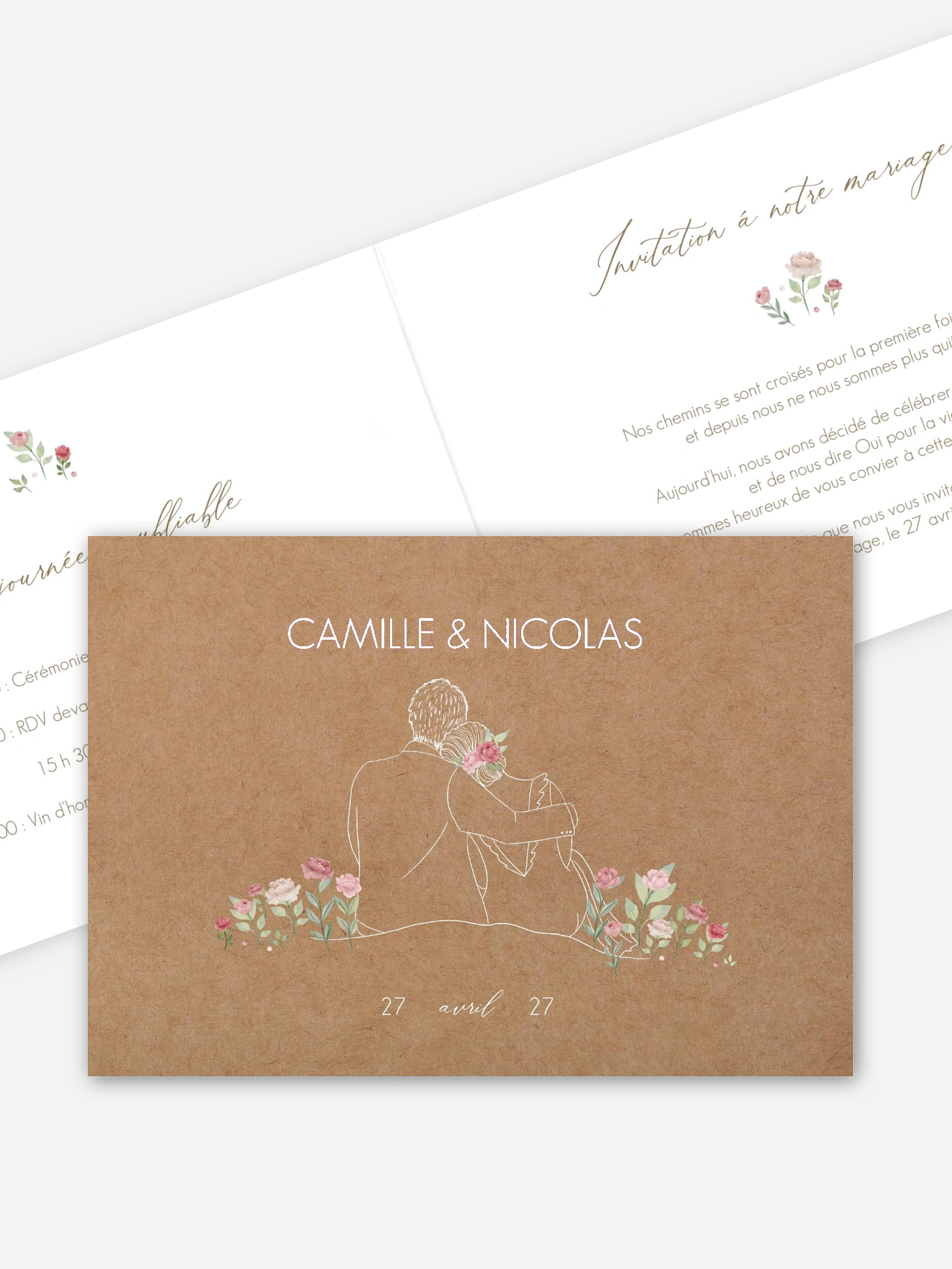 Faire-part de mariage Couple romantique