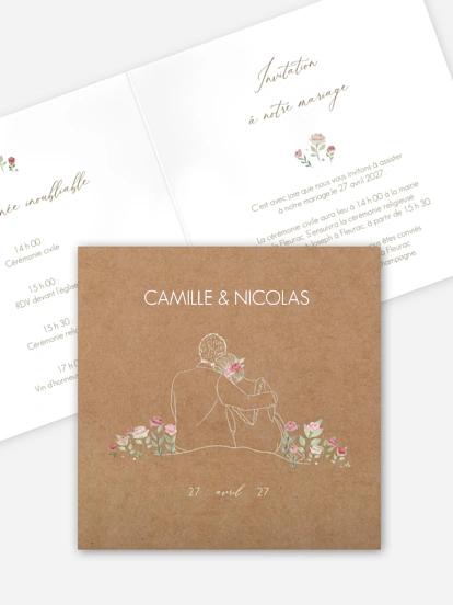 Faire-part de mariage Couple romantique