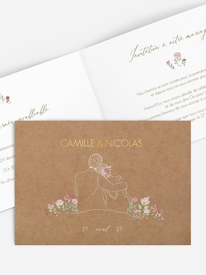 Faire-part de mariage Couple romantique