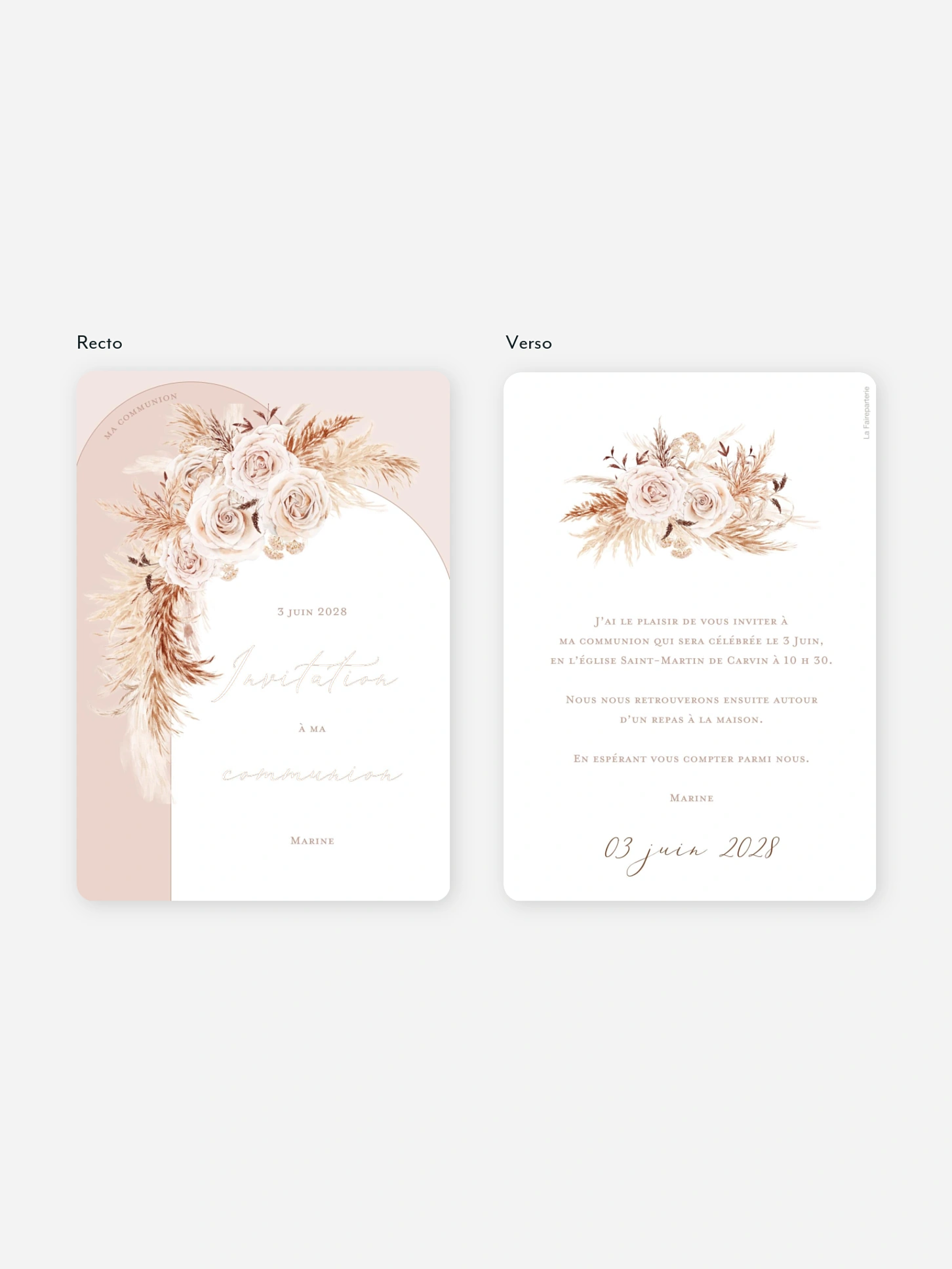 Invitation communion Arc bohème